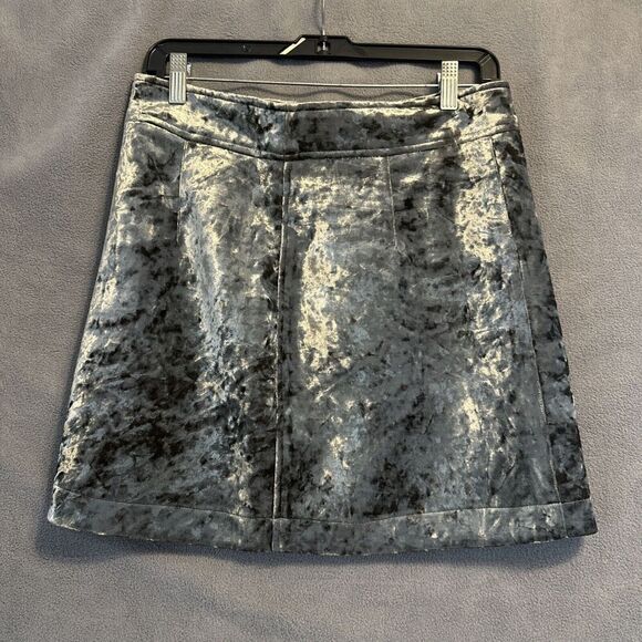 NWT Storia Crushed Velvet Mini Skirt Size Large Gray 90s Style Grunge Side Zip - Picture 1 of 8